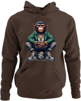Φούτερ με κουκούλα - Monkey Rapper - Color Thumbnail Καφέ