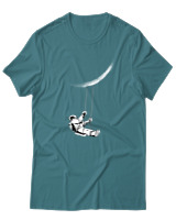 T-Shirt Αντρικό - Moon Astronaut - Color Thumbnail Μπλε Πράσινο