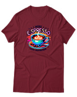 T-Shirt Αντρικό - More Espresso Less Depresso - Color Thumbnail Σκούρο Κόκκινο