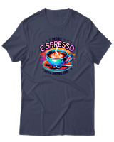 T-Shirt Αντρικό - More Espresso Less Depresso - Color Thumbnail Μπλε Γκρι