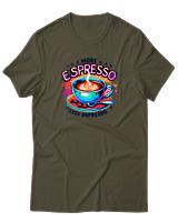 T-Shirt Αντρικό - More Espresso Less Depresso - Color Thumbnail Χακί