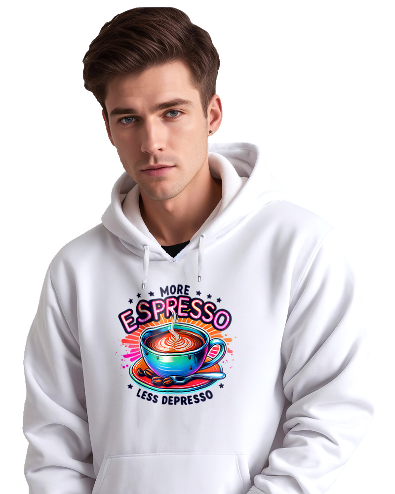 Φούτερ με κουκούλα Αντρικό - More Espresso Less Depresso - Image 2