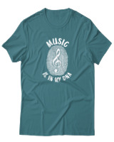 T-Shirt Αντρικό - Music Is In My Dna - Color Thumbnail Μπλε Πράσινο