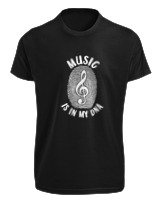 T-Shirt Fit Αντρικό - Music Is In My Dna - Color Thumbnail Μαύρο