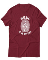 T-Shirt  Γυναικείο - Music Is In My Dna - Color Thumbnail Σκούρο Κόκκινο