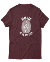 T-Shirt  Γυναικείο - Music Is In My Dna - Color Thumbnail Μπορντό