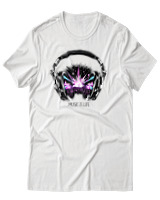 T-Shirt Αντρικό - Music Is Life - Color Thumbnail Άσπρο