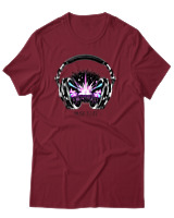 T-Shirt Αντρικό - Music Is Life - Color Thumbnail Σκούρο Κόκκινο