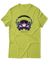 T-Shirt Αντρικό - Music Is Life - Color Thumbnail Λαχανί