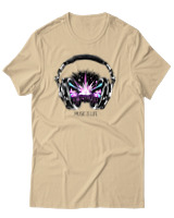 T-Shirt Αντρικό - Music Is Life - Color Thumbnail Μπεζ