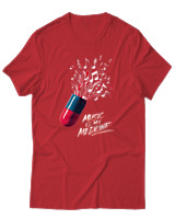 T-Shirt Αντρικό - Music Is My Medicine - Color Thumbnail Κόκκινο
