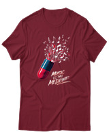 T-Shirt Αντρικό - Music Is My Medicine - Color Thumbnail Σκούρο Κόκκινο