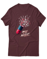 T-Shirt Αντρικό - Music Is My Medicine - Color Thumbnail Μπορντό