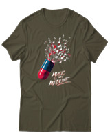 T-Shirt Αντρικό - Music Is My Medicine - Color Thumbnail Χακί