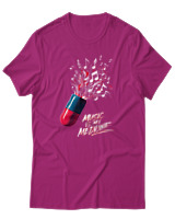 T-Shirt Αντρικό - Music Is My Medicine - Color Thumbnail Φουξια
