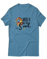T-Shirt Αντρικό - Music Is My Soul - Color Thumbnail Τιρκουάζ