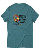 T-Shirt Αντρικό - Music Is My Soul - Color Thumbnail Μπλε Πράσινο