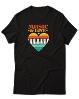 T-Shirt Αντρικό - Music & Love - Color Thumbnail Μαύρο