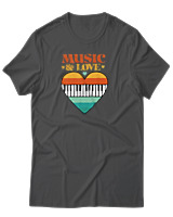 T-Shirt Αντρικό - Music & Love - Color Thumbnail Ανθρακί