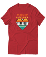 T-Shirt Αντρικό - Music & Love - Color Thumbnail Κόκκινο
