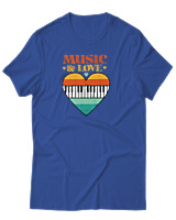 T-Shirt Αντρικό - Music & Love - Color Thumbnail Μπλε Ρουά