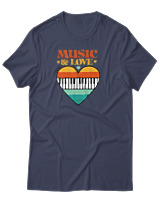 T-Shirt Αντρικό - Music & Love - Color Thumbnail Μπλε Γκρι
