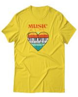 T-Shirt Αντρικό - Music & Love - Color Thumbnail Χρυσό Κίτρινο