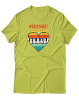 T-Shirt Αντρικό - Music & Love - Color Thumbnail Λαχανί