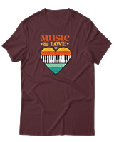 T-Shirt Αντρικό - Music & Love - Color Thumbnail Μπορντό