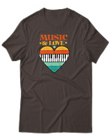 T-Shirt Αντρικό - Music & Love - Color Thumbnail Καφέ