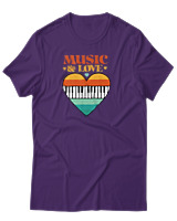 T-Shirt Αντρικό - Music & Love - Color Thumbnail Σκούρο Μωβ