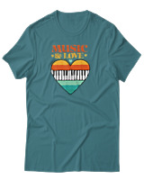 T-Shirt Αντρικό - Music & Love - Color Thumbnail Μπλε Πράσινο