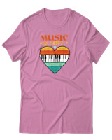 T-Shirt Αντρικό - Music & Love - Color Thumbnail Ροζ