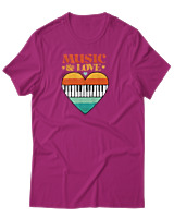 T-Shirt Αντρικό - Music & Love - Color Thumbnail Φουξια