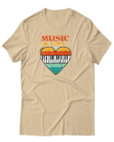 T-Shirt Αντρικό - Music & Love - Color Thumbnail Μπεζ