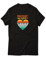 T-Shirt  Γυναικείο - Music & Love - Color Thumbnail Μαύρο