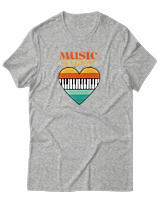 T-Shirt  Γυναικείο - Music & Love - Color Thumbnail Γκρί Μελανζέ