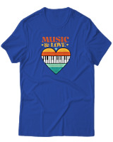 T-Shirt  Γυναικείο - Music & Love - Color Thumbnail Μπλέ Ρουά