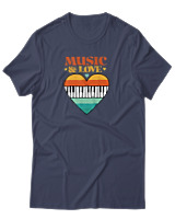 T-Shirt  Γυναικείο - Music & Love - Color Thumbnail Μπλέ Γκρί