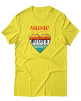 T-Shirt  Γυναικείο - Music & Love - Color Thumbnail Κίτρινο