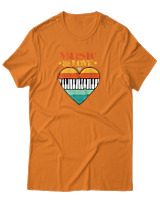 T-Shirt  Γυναικείο - Music & Love - Color Thumbnail Πορτοκαλί