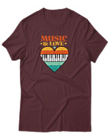 T-Shirt  Γυναικείο - Music & Love - Color Thumbnail Μπορντό