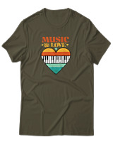 T-Shirt  Γυναικείο - Music & Love - Color Thumbnail Χακί