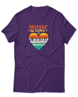 T-Shirt  Γυναικείο - Music & Love - Color Thumbnail Μώβ