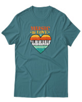 T-Shirt  Γυναικείο - Music & Love - Color Thumbnail Μπλέ Πράσινο