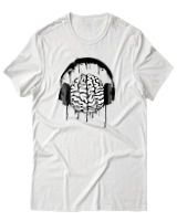 T-Shirt Αντρικό - Music Mind - Color Thumbnail Άσπρο
