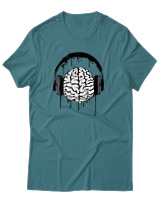 T-Shirt Αντρικό - Music Mind - Color Thumbnail Μπλε Πράσινο