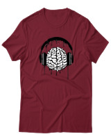 T-Shirt  Γυναικείο - Music Mind - Color Thumbnail Σκούρο Κόκκινο