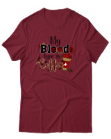 T-Shirt Αντρικό - My Blood Type Is Coffee - Color Thumbnail Σκούρο Κόκκινο