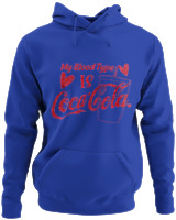 Φούτερ με κουκούλα - My Blood Type Is Cola - Color Thumbnail Μπλε Ρουά